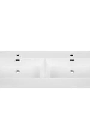 Saniclass Legend Meuble lavabo - 120.5x47x12cm - trop-plein - 2 lavabos - 2 trous de robinet - céramique - blanc brillant Nouveauté