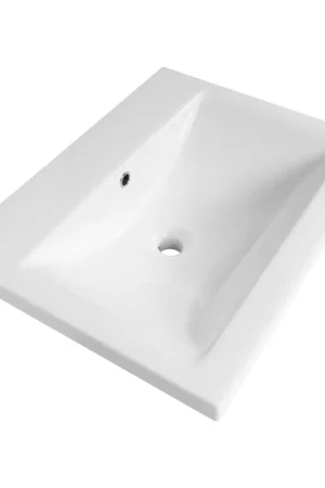 Saniclass Bari Meuble lavabo - 60x47x3.5cm - trop-plein - 1 lavabo - sans trou de robinet - céramique - blanc Acheter Direct