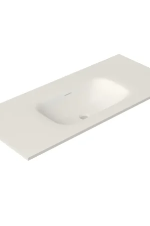 Saniclass Flow Meuble lavabo - 101x46x1.5cm - trop-plein - 1 vasque centrale - sans trous de robinet - solid surface blanc mat Seulement Aujourd'hui