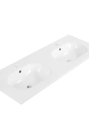 Saniclass Chaci Lavabo - 120x46x14cm - 2 trous de robinet - céramique - blanc Paiement Sécurisé