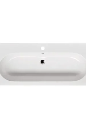 Saniclass Palermo Meuble lavabo - 100x47x3.5cm - trop-plein - 1 lavabo au centre - 1 trou de robinet - céramique - blanc Meilleur Choix