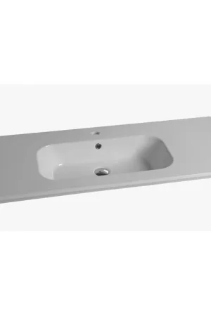 Seulement Aujourd'hui Nemo Spring Cettina lavabo plan de toilette 101x45x1.7cm 1 bassin 1 trou de robinetterie Porcelaine Blanc haute brillance
