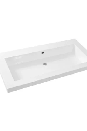 Wiesbaden Vision lavabo simple sans trou de robinet 100x46x5,5 cm en marbre synthétique brillant blanc Jusqu'à Épuisement Des Stocks