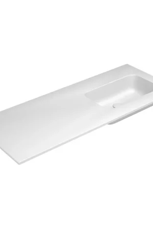 Vente Flash Nemo Stock lavabo encastré 120.5x50.5x14.3cm avec 1 cuve à droite avec trou d‘évacuation sans trop-plein sans trou de robinet ceramilux blanc mat