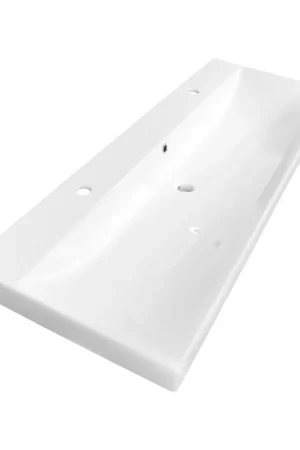 Seulement Aujourd'hui Saniclass Wave Vasque pour meuble - 120x46x7.5cm - trop-plein - 1 cuve - 2 trous de robinet - céramique - blanc