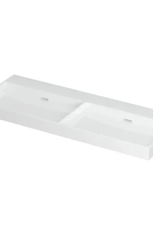 Affaire À Saisir Ink lavabo illimité en porcelaine sans trou pour robinet 60x11x45cm blanc brillant