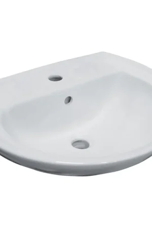 Acheter En Ligne Go by Van Marcke Atlas Lavabo 50x41 cm porcelaine blanc avec trou de robinet traversant sécurité de trop-plein pour tout type de robinet