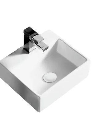 Réduction Nemo Spring Sun Petit lave-mains - rectangulaire - 33.5x29.5cm - montage mural - trou d‘évacuation D4.5cm - sans trop-plein - porcelaine blanche