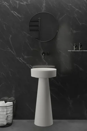 Top Vente Ideavit SolidFloat Wastafel - staand - rond - 87x40x15cm - solid surface - Donker grijs mat