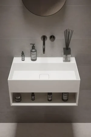 Super Prix Ideavit SolidBliss Lavabo 60x40x28cm 0 trous de robinet Solid surface blanc mat