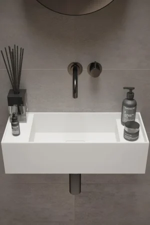 Top Vente Ideavit SolidBliss Lavabo 55x22x15cm 0 trous de robinet Solid surface blanc mat