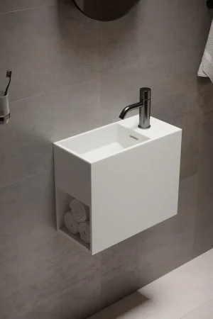Affaire À Saisir Ideavit Solidwash Lavabo 45x22x38cm rectangulaire 1 trou de robinet 1 vasque Solid surface blanc