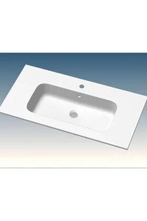 Réduction Go by Van Marcke Paco vasque-plan de meuble 90x46x1.5cm 1 bassin intégré 1 trou de robinet marbre artificiel blanc brillant
