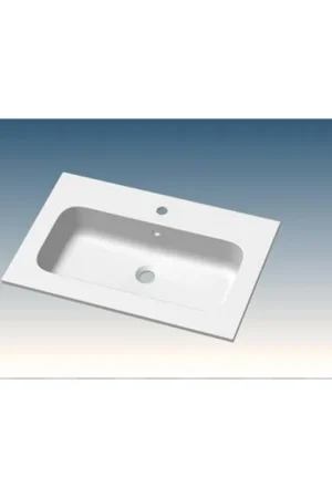 Soldes Go by Van Marcke Paco lavabo pour meuble 70x46x1,5cm 1 vasque intégrée 1 trou de robinet marbre de synthèse blanc mat