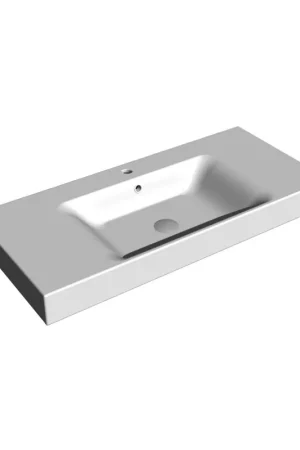 Achat Immédiat Royal plaza Merlot lavabo pour meuble 1 trou de robinet 100x45 blanc céramique