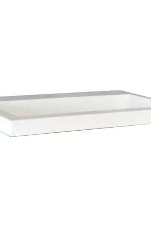Wiesbaden Flag lavabo simple avec 1 trou de robinet 100x36x4 cm marbre synthétique brillant blanc Nouveauté