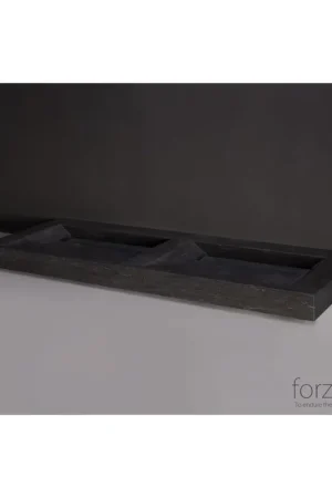Vente Flash Forzalaqua Bellezza Doppio lavabo 140,5x51,5x9cm Rectangulaire 2 trous de robinet 2 lavabos Pierre naturelle Granit adouci