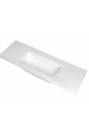 Vente Directe INK Reflekt lavabo - 120x40x1.5cm polystone central sans trou de robinet - blanc mat