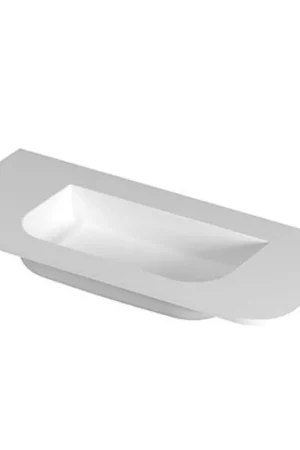 Satisfait Ou Remboursé INK Modi Lavabo - 100x45x1.7cm - encastré - coins arrondis - sans trou de robinet - polystone - blanc mat