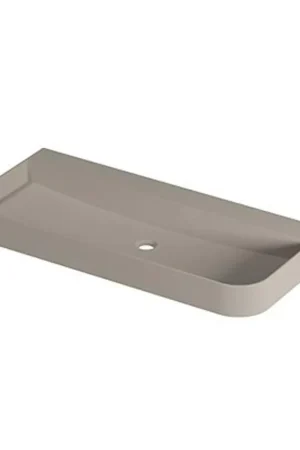 Achat Immédiat INK Duomo Lavabo - 100x45x10cm - posé - coins arrondis - sans trou de robinet - polystone - coton crème mat
