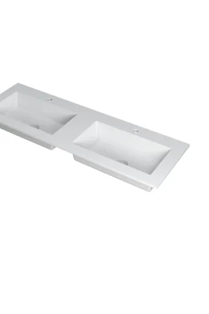 Achetez Aujourd'hui Ink kraft lavabo 140x1x45cm 2 trous pour robinetterie polystone blanc mat
