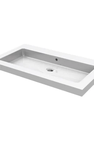 Wiesbaden Kera lavabo simple sans trou de robinet 80x46x5 cm céramique brillant blanc Promotion Saisonnière
