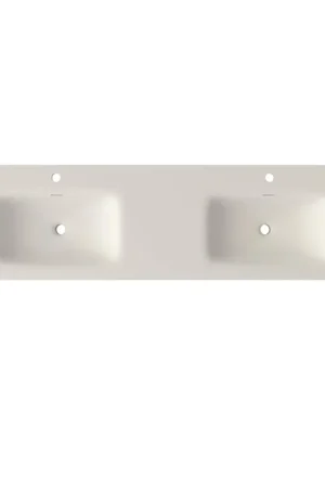 Saniclass Flow Lavabo-meuble - 161 x 46 x 1,5 cm - avec trop-plein - 2 cuves - 2 trous de robinetterie - solid surface - blanc mat Certifié