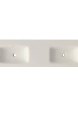 Saniclass Flow Lavabo-meuble - 161 x 46 x 1,5 cm - avec trop-plein - 2 cuves - sans trous de robinetterie - solid surface - blanc mat Commander Maintenant