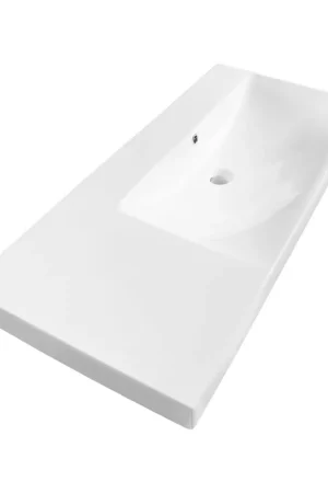 Saniclass Wave Lavabo meuble - 100x46x7.5cm - trop-plein - 1 bassin à droite - sans trous de robinet - céramique - blanc Expédié Aujourd'hui