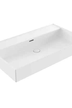 Saniclass Legend Meuble Lavabo - 81x47x13cm - avec trop-plein - 1 vasque - 0 trous de robinet - céramique - blanc brillant Prix Réduit