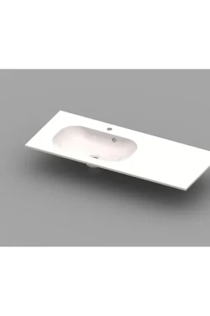 Usine Directe Nemo Spring Ovum 20 lavabo-plan de toilette gauche 1200 x 500 x 200 mm avec trop-plein blanc marbre de synthèse