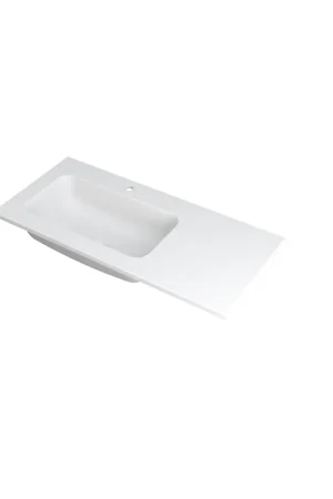 Super Prix Ink faktor lavabo 100x1.5x45cm 1 trou pour robinet évier polystone blanc mat