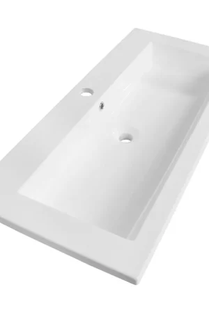 Achat Immédiat BRAUER Solar Slim lavabo 100x46x2.5cm - 1 vasque - 1 trou de robinet - marbre minéral - blanc satiné