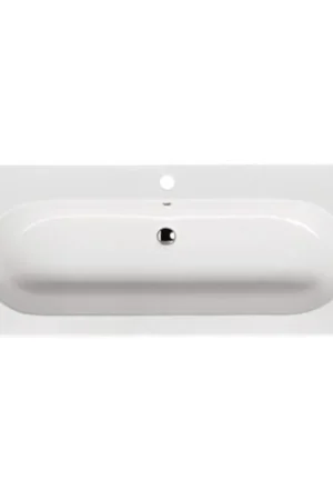 Saniclass Palermo Meuble lavabo - 120x47x3.5cm - trop-plein - 1 lavabo au centre - 2 trous de robinet - céramique - blanc Commander Maintenant