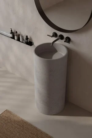 Soldes Ideavit Convo Lavabo autoportant - 40x40x85 - béton - anti-rayures - gris clair
