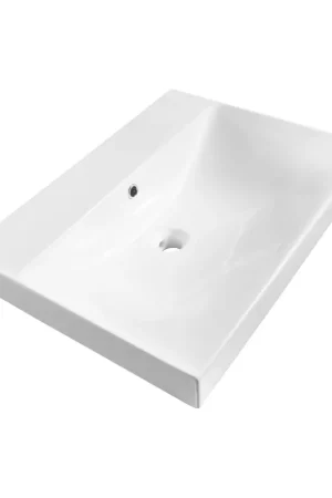 Soldes Saniclass Wave Lavabo meuble - 60x46x7.5cm - trop-plein - 1 vasque - sans trou de robinet - céramique - blanc
