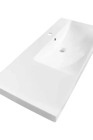 Saniclass Wave Plan-vasque pour meuble - 100x46x7.5cm - trop-plein - 1 cuve à droite - 1 trou de robinet - céramique - blanc Seulement Aujourd'hui