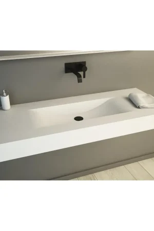 Seulement Aujourd'hui Ideavit SolidVolo Lavabo 120x48x11cm 0 trous de robinet Solid surface blanc mat