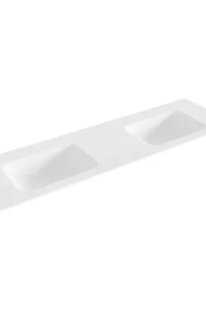 Retour Gratuit MONDIAZ GRUNNE Lavabo - 140x41cm - solid surface - encastré - double - Talc