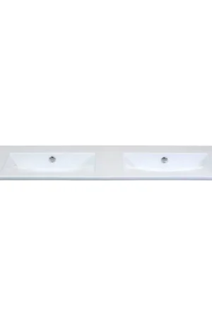 Solde HR badmeubelen Gala Vasque - 141x46x2cm - 2 lavabos - 0 trous de robinet - céramique blanche