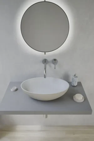 Ideavit Solidthin vasque à poser - 50x33x14.5cm - Solid surface - Ovale - Gris mat Soldes