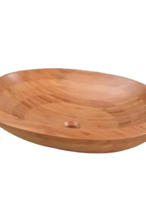 Solde Saniclass Pesca Bamboo Vasque à poser - 60x40x14.6cm - ovale - Bois de bambou -