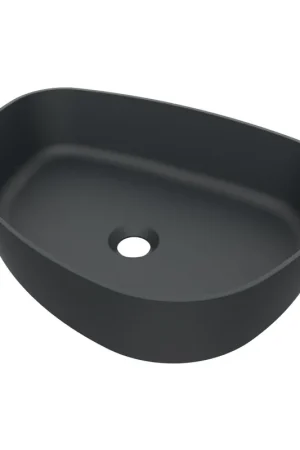 Remise Arcqua Rocker vasque - 50x37x13cm - à poser - droite - organique - marbre coulé anthracite mat