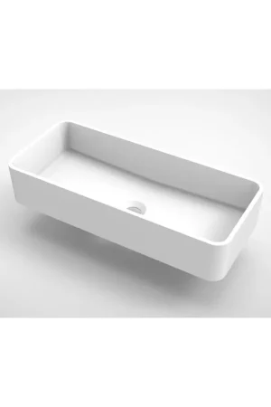 Top Vente Arcqua Case vasque à poser - 60x26cm - Rectangulaire - Marbre de synthèse Blanc Mat