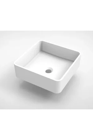 Arcqua Case vasque à poser - 37x37cm - Carré - Marbre coulé Blanc Mat Petit Prix