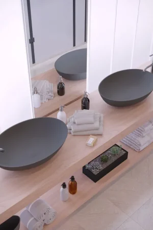 Seulement Aujourd'hui Ideavit Solidthin Lavabo - autoportant - 60x40x14.5cm - ovale - solid surface - gris foncé