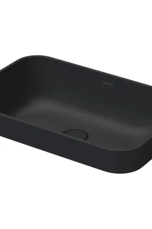 Achat Immédiat Duravit HappyD 2 Plus vasque rectangulaire sans trou de robinetterie sans trop-plein 60x40cm avec cache-bonde en céramique anthracite mat