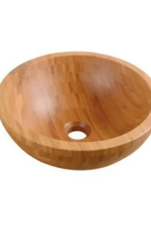 Saniclass Pesca Bamboo Vasque à poser - 35x35x13.5cm - rond - Bois de bambou - Meilleur Choix