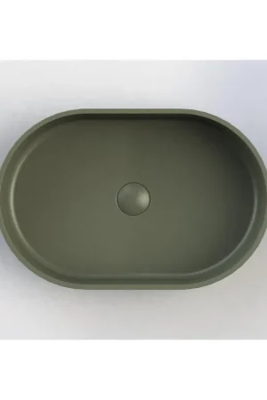 Arcqua Case vasque - 55x36cm - Ovale - Marbre coulé Mat vert Petit Prix
