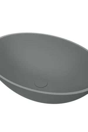 Arcqua Prince Waskom Opbouw - 49x34cm - ovaal - cast marble - mat grijs Prix Cassé